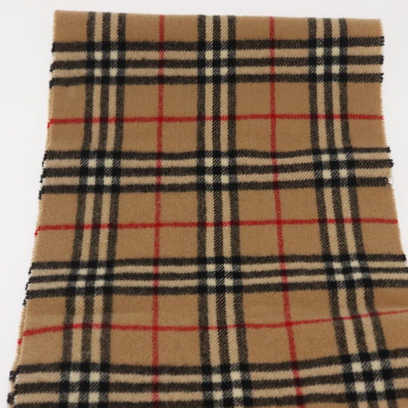 Burberrys Nova Check Scarf Wool Beige Auth am10638