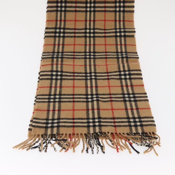 Burberrys Nova Check Scarf Wool Beige Auth am10638