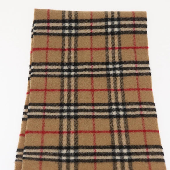 Burberrys Nova Check Scarf Wool Beige Auth am10639V