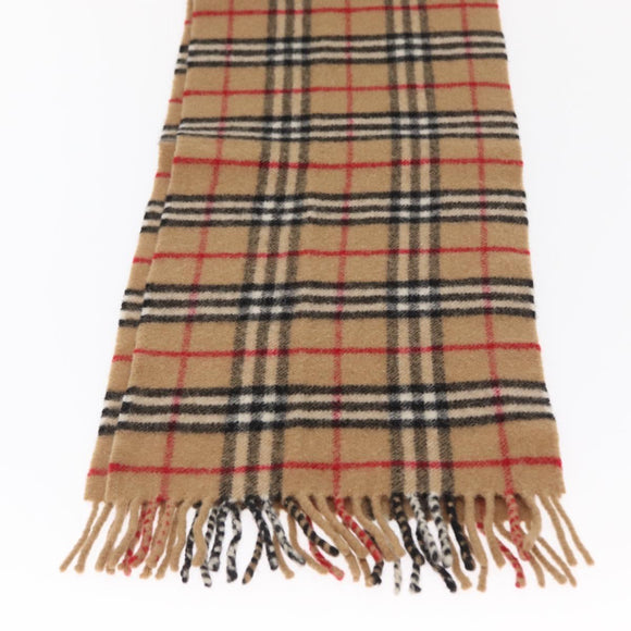 Burberrys Nova Check Scarf Wool Beige Auth am10639V