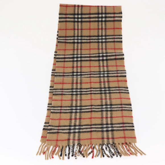 Burberrys Nova Check Scarf Wool Beige Auth am10639V