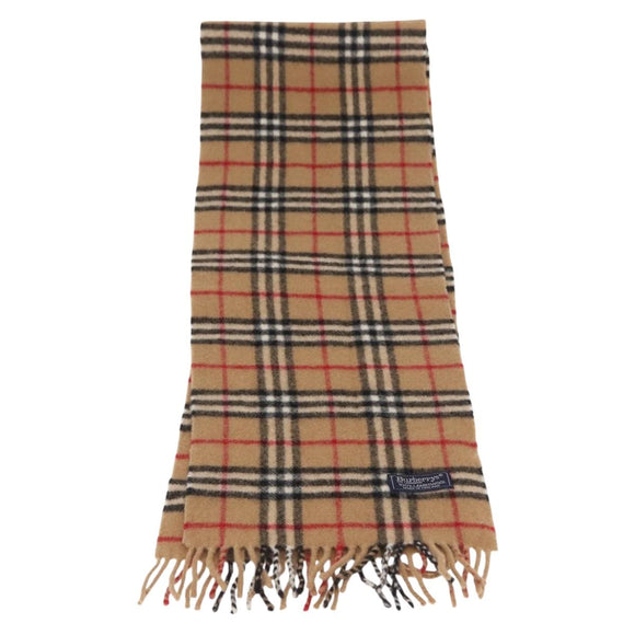 Burberrys Nova Check Scarf Wool Beige Auth am10639V