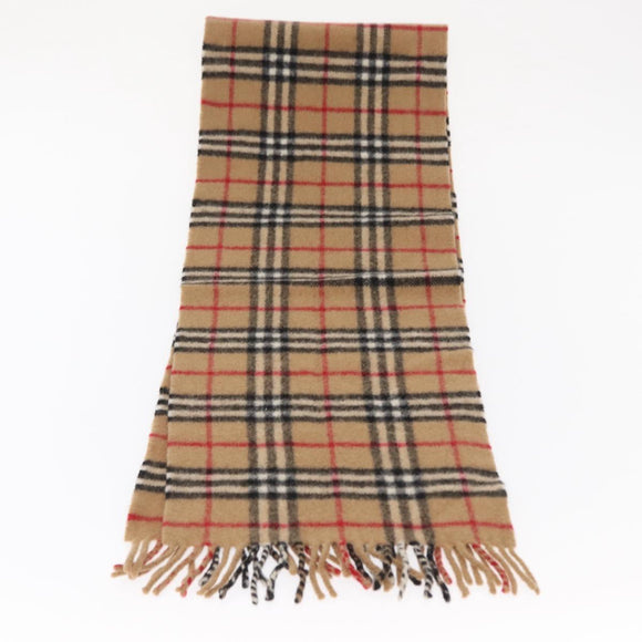 Burberrys Nova Check Scarf Wool Beige Auth am10639V