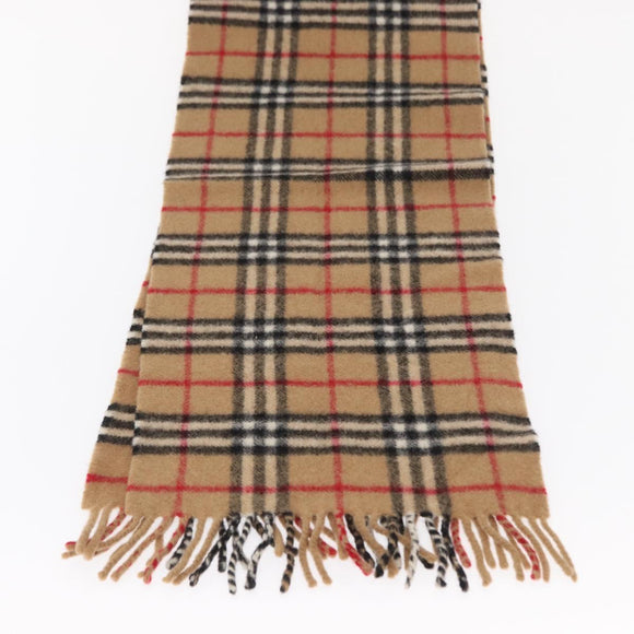 Burberrys Nova Check Scarf Wool Beige Auth am10639V