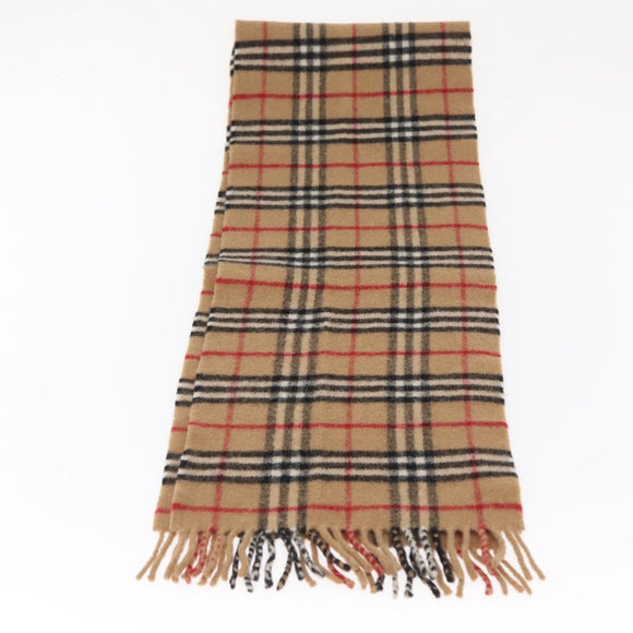 Burberrys Nova Check Scarf Wool Beige Auth am10639V