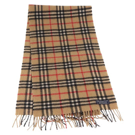 Burberrys Nova Check Scarf Wool Beige Auth am10640