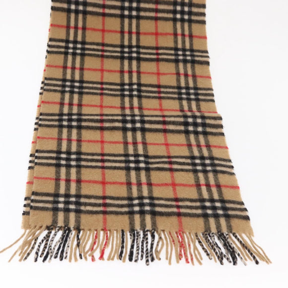 Burberrys Nova Check Scarf Wool Beige Auth am10640