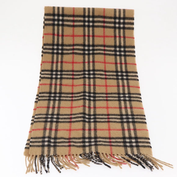 Burberrys Nova Check Scarf Wool Beige Auth am10640