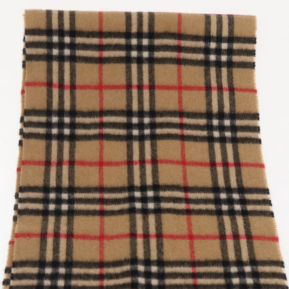 Burberrys Nova Check Scarf Wool Beige Auth am10640