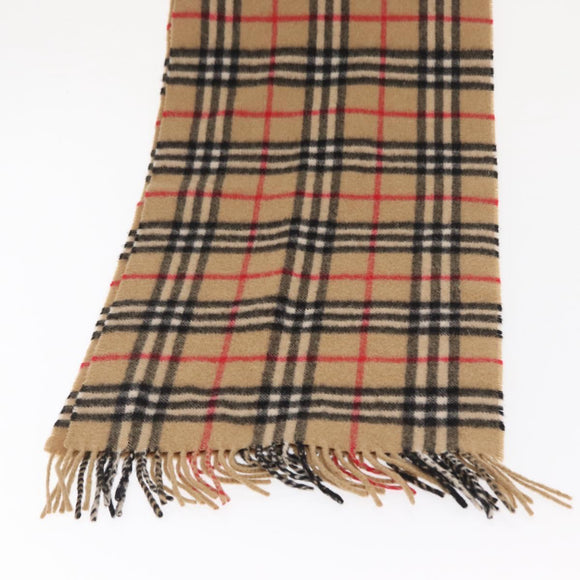Burberrys Nova Check Scarf Wool Beige Auth am10640