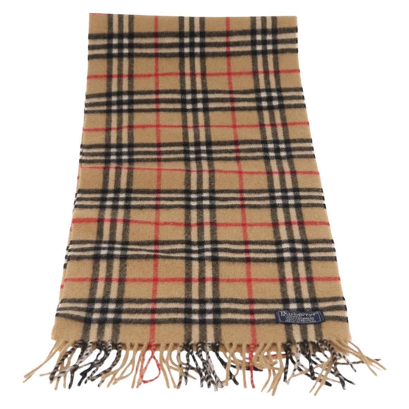 Burberrys Nova Check Scarf Wool Beige Auth am10640