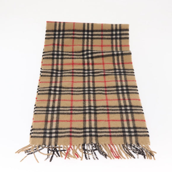 Burberrys Nova Check Scarf Wool Beige Auth am10640