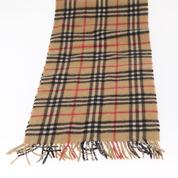 Burberrys Nova Check Scarf Wool Beige Auth am10640