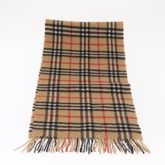 Burberrys Nova Check Scarf Wool Beige Auth am10640