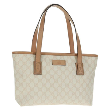 GUCCI GG Supreme Tote Bag PVC White Gold 211138 Auth am10641V