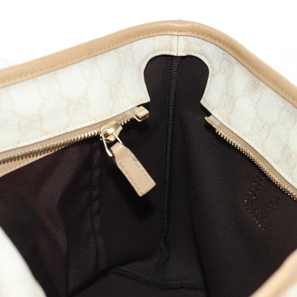 GUCCI GG Supreme Tote Bag PVC White Gold 211138 Auth am10641V