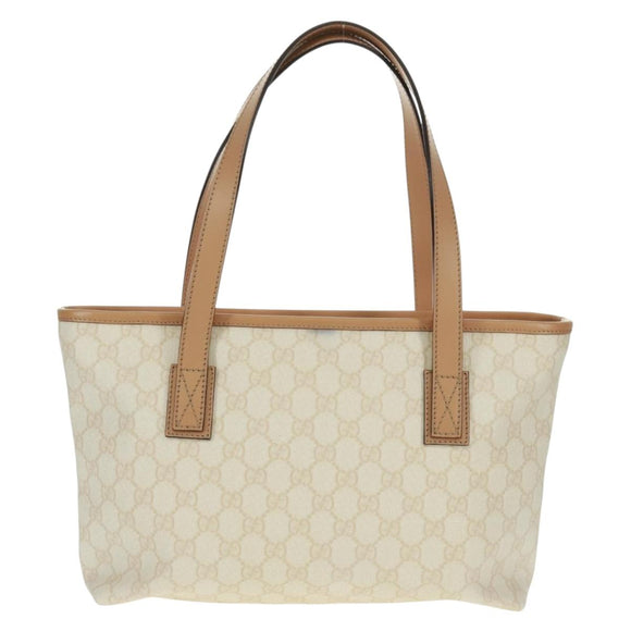 GUCCI GG Supreme Tote Bag PVC White Gold 211138 Auth am10641V