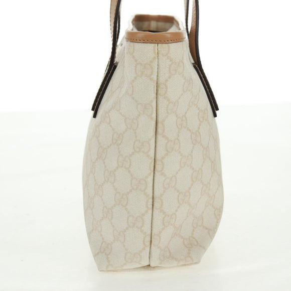 GUCCI GG Supreme Tote Bag PVC White Gold 211138 Auth am10641V