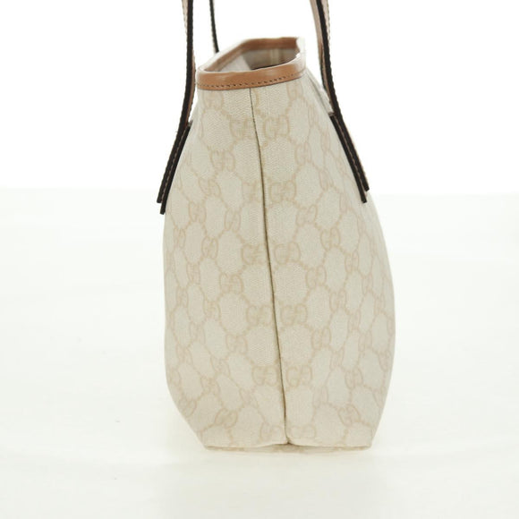 GUCCI GG Supreme Tote Bag PVC White Gold 211138 Auth am10641V