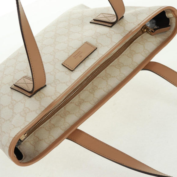 GUCCI GG Supreme Tote Bag PVC White Gold 211138 Auth am10641V