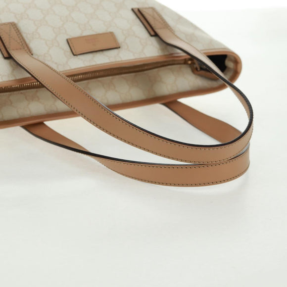 GUCCI GG Supreme Tote Bag PVC White Gold 211138 Auth am10641V