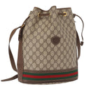 GUCCI GG Supreme Web Sherry Line Bag PVC Beige Gold 001 41 0850 Auth am10643-1