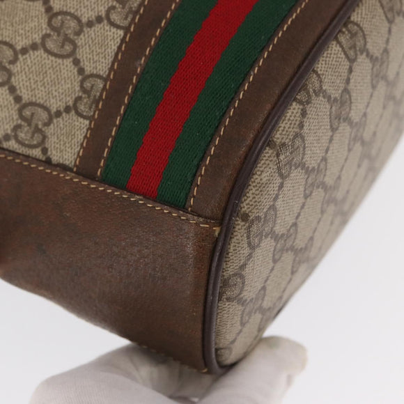 GUCCI GG Supreme Web Sherry Line Bag PVC Beige Gold 001 41 0850 Auth am10643