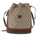 GUCCI GG Supreme Web Sherry Line Bag PVC Beige Gold 001 41 0850 Auth am10643-2