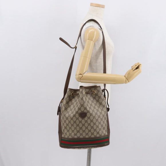 GUCCI GG Supreme Web Sherry Line Bag PVC Beige Gold 001 41 0850 Auth am10643