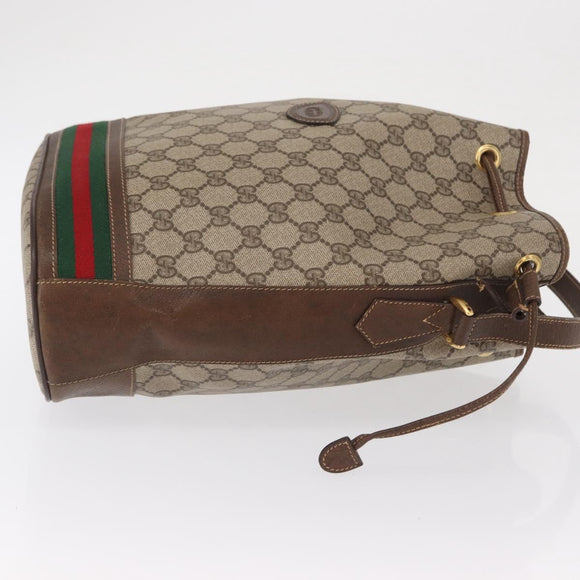GUCCI GG Supreme Web Sherry Line Bag PVC Beige Gold 001 41 0850 Auth am10643