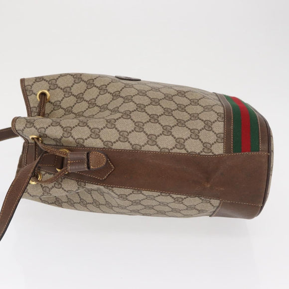 GUCCI GG Supreme Web Sherry Line Bag PVC Beige Gold 001 41 0850 Auth am10643