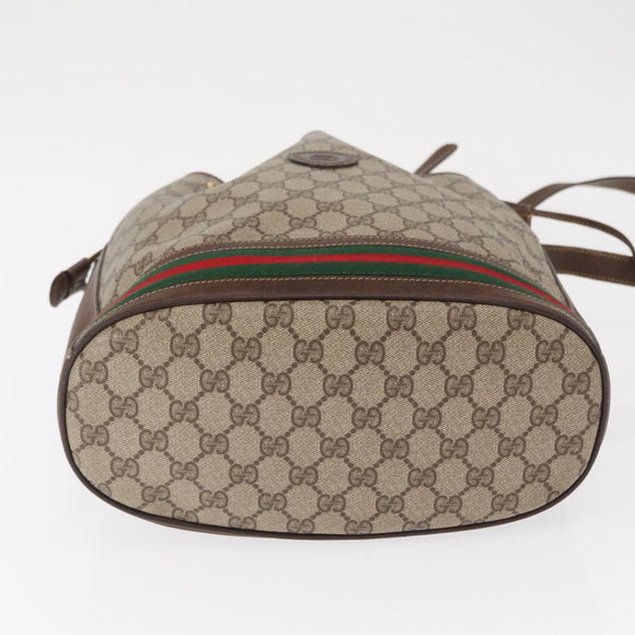 GUCCI GG Supreme Web Sherry Line Bag PVC Beige Gold 001 41 0850 Auth am10643