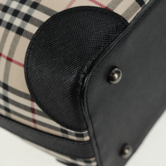 BURBERRY Nova Check Shoulder Bag Canvas Leather Beige Black Auth am10644V