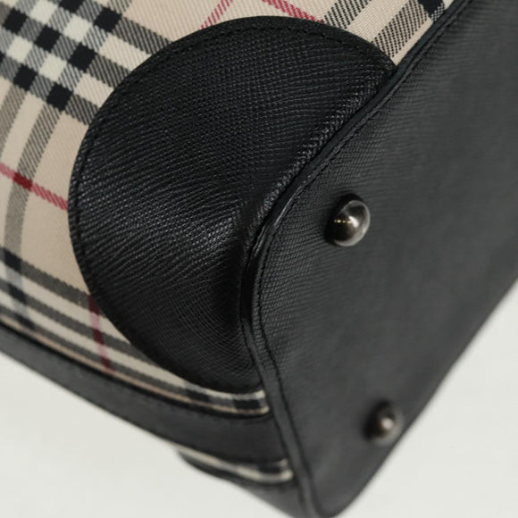 BURBERRY Nova Check Shoulder Bag Canvas Leather Beige Black Auth am10644V