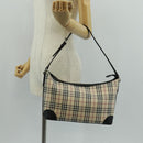 BURBERRY Nova Check Shoulder Bag Canvas Leather Beige Black Auth am10644V-23