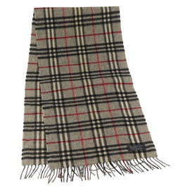 Burberrys Nova Check Scarf Wool Gray Auth am10645