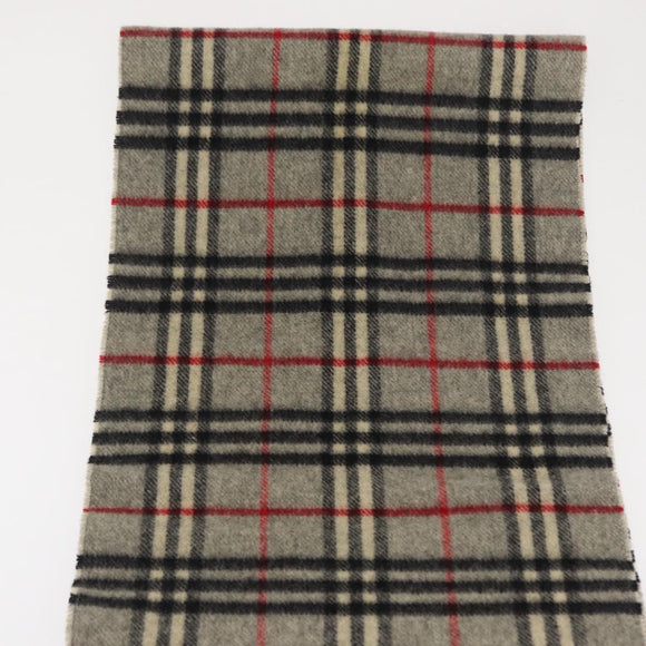 Burberrys Nova Check Scarf Wool Gray Auth am10645