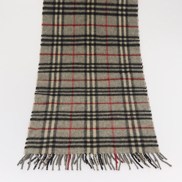 Burberrys Nova Check Scarf Wool Gray Auth am10645