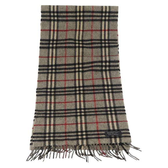 Burberrys Nova Check Scarf Wool Gray Auth am10645