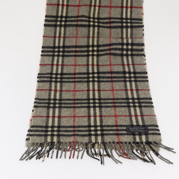 Burberrys Nova Check Scarf Wool Gray Auth am10645