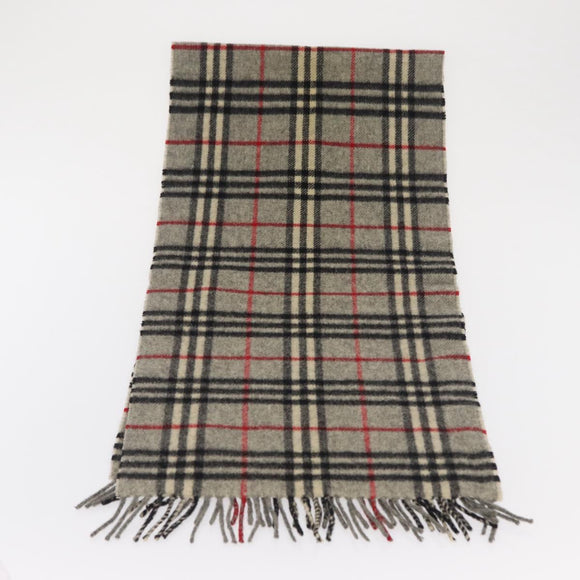 Burberrys Nova Check Scarf Wool Gray Auth am10645