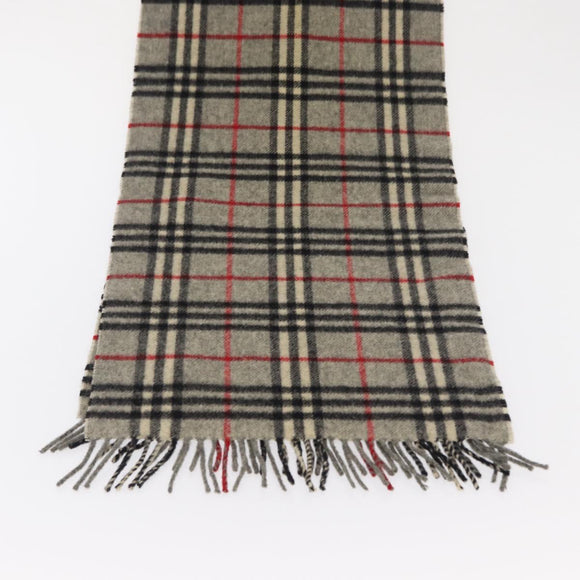 Burberrys Nova Check Scarf Wool Gray Auth am10645