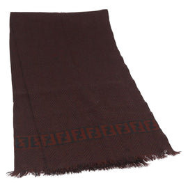 FENDI Zucca Scarf Wool Brown Black Auth am10646