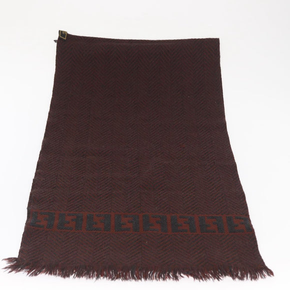FENDI Zucca Scarf Wool Brown Black Auth am10646