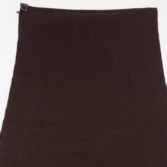 FENDI Zucca Scarf Wool Brown Black Auth am10646