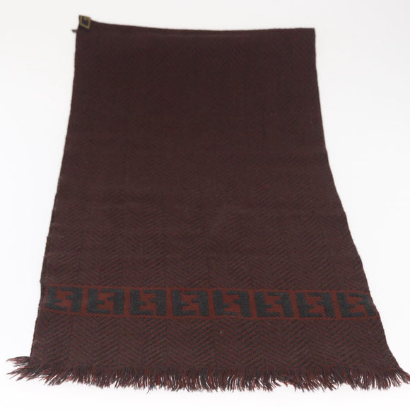 FENDI Zucca Scarf Wool Brown Black Auth am10646