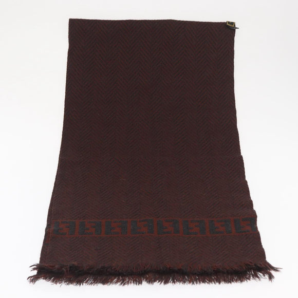 FENDI Zucca Scarf Wool Brown Black Auth am10646