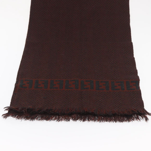 FENDI Zucca Scarf Wool Brown Black Auth am10646