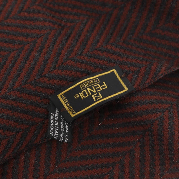 FENDI Zucca Scarf Wool Brown Black Auth am10646