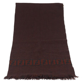FENDI Zucca Scarf Wool Brown Black Auth am10646 - 0